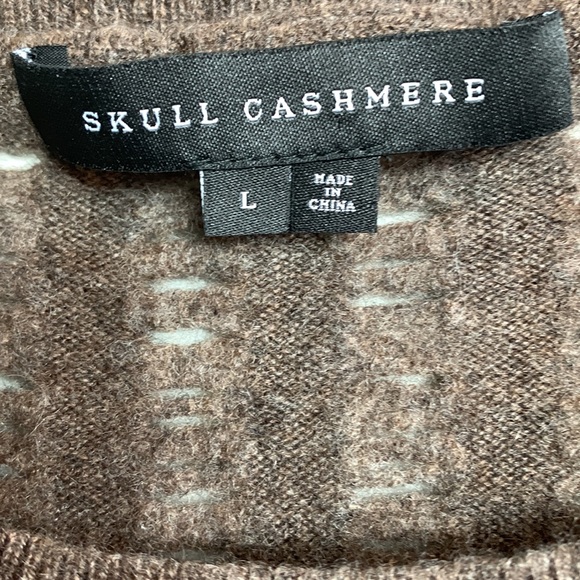 Skull Cashmere Brown Crew Neck Sweater Size Large - Picture 8 of 9